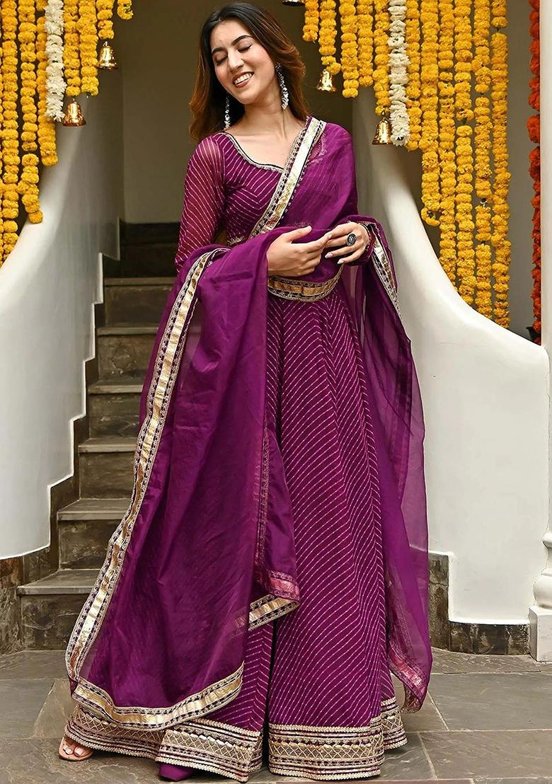 Purple Embroidered Lehenga Set