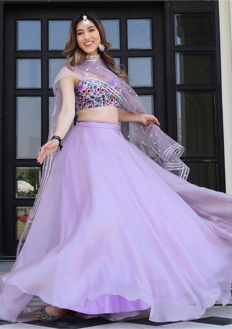 Lavender Embroidered Lehenga Set