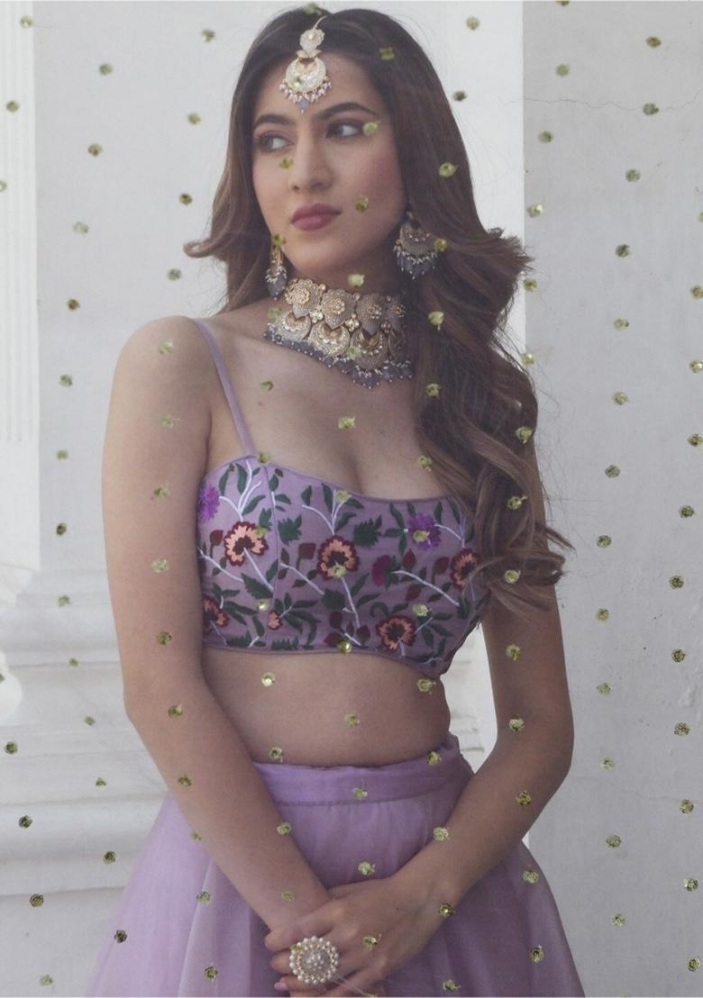 Lavender Embroidered Lehenga Set