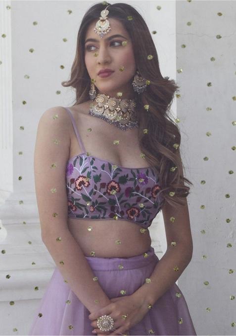 Lavender Embroidered Lehenga Set