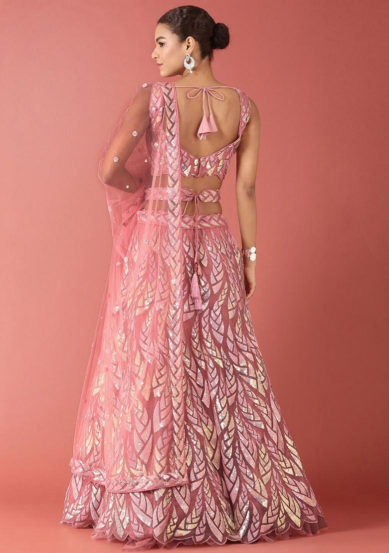Pink Embroidered Lehenga Set
