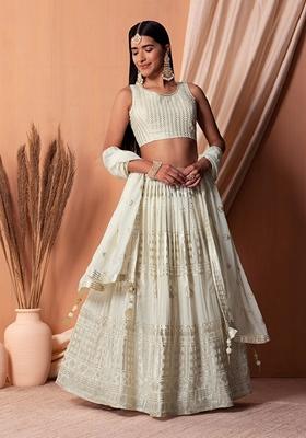 White Embroidered Lehenga Set