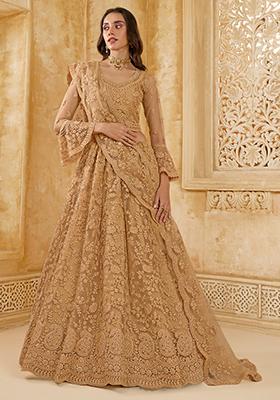 Golden Embroidered Net Lehenga Set