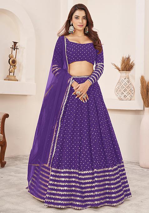 Violet Zari Sequin Embroidered Georgette Lehenga Set
