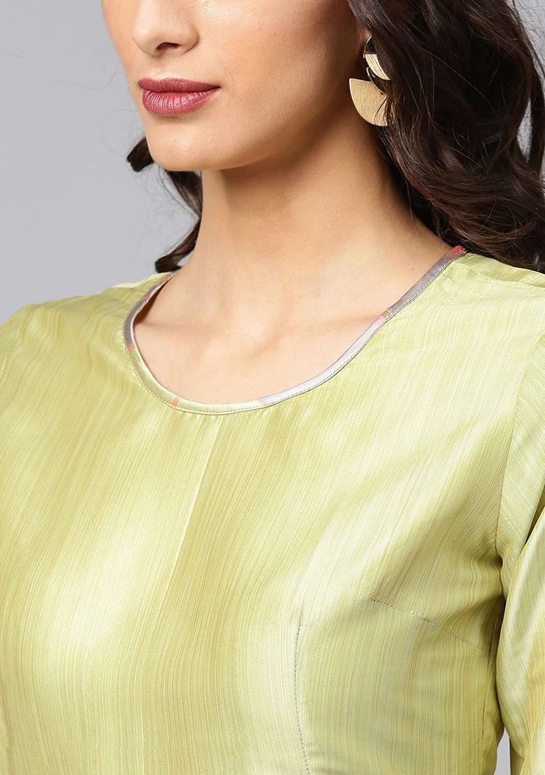 Olive Green Floral Print Jacquard Lehenga Set