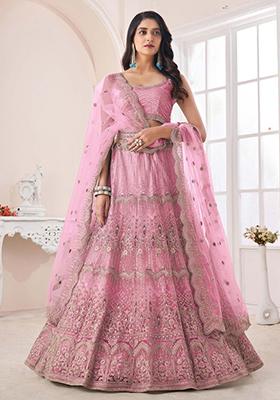 Light Green Zarkan Work Art Silk Lehenga Set