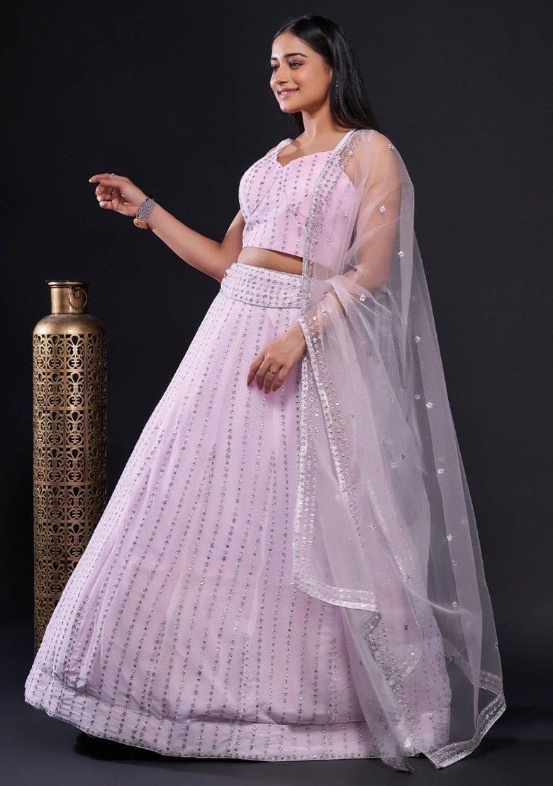 Maroon Gamthi Work Silk Lehenga Set