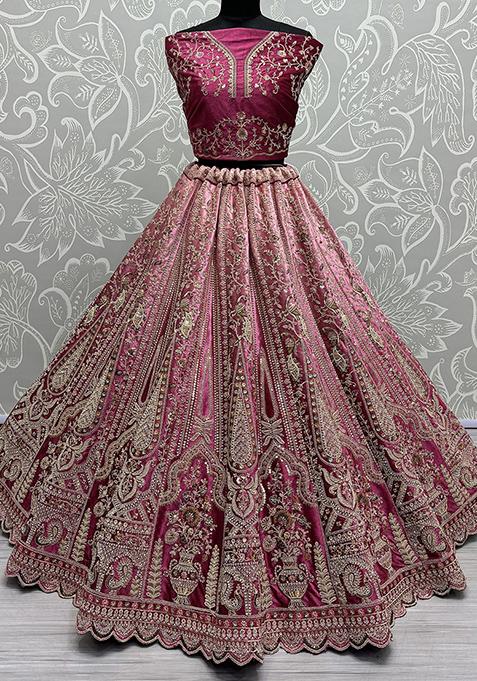 Wine Sequin Lehenga Set main image 0
