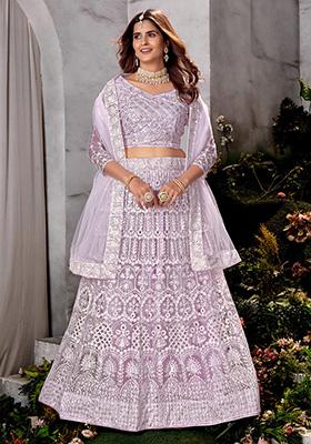 Lavender Sequin Embroidered Net Lehenga Set