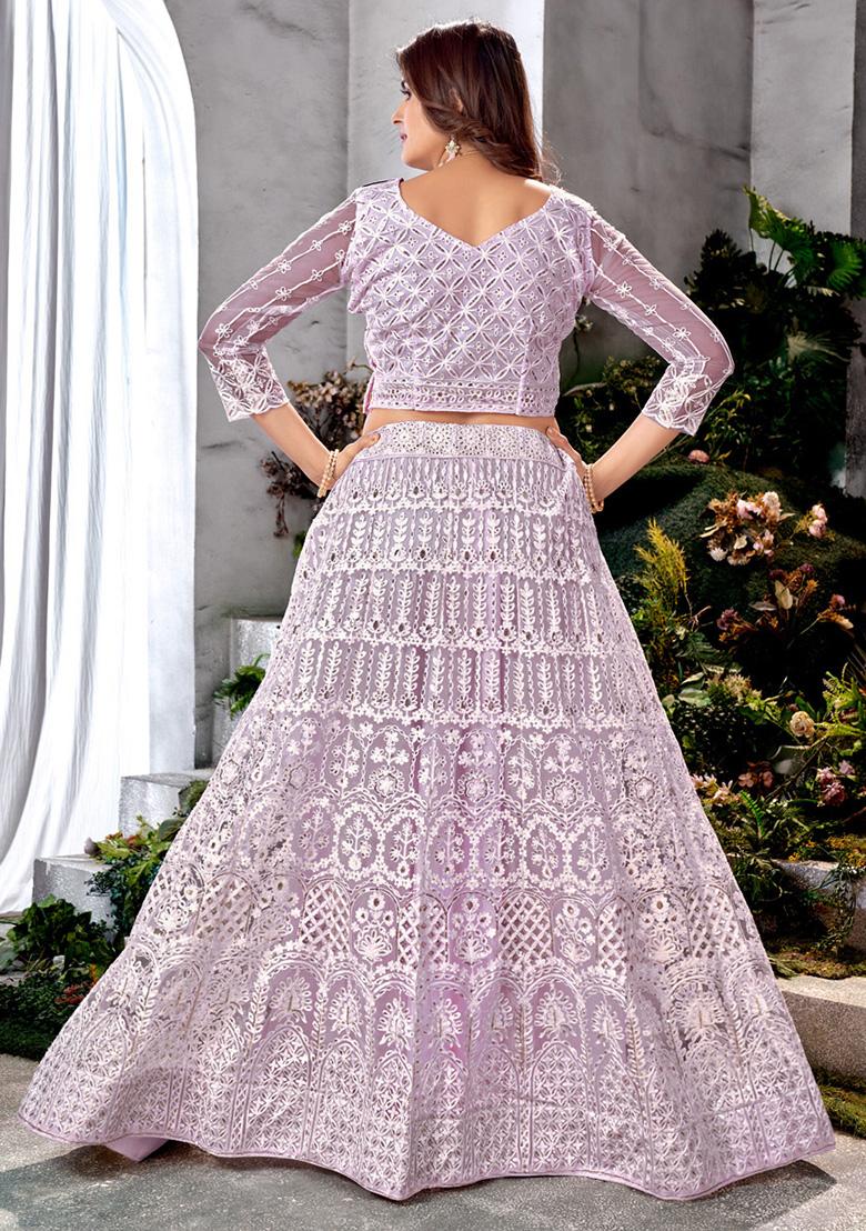 Lavender Sequin Embroidered Net Lehenga Set