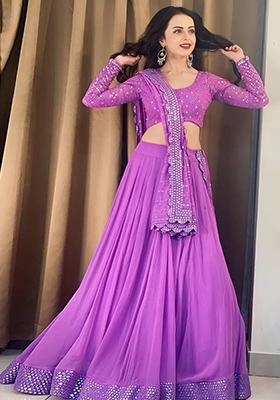 Lavender Sequin Embroidered Georgette Lehenga Set