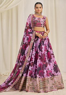 Baby Pink Sequin Embroidered Organza Lehenga Set