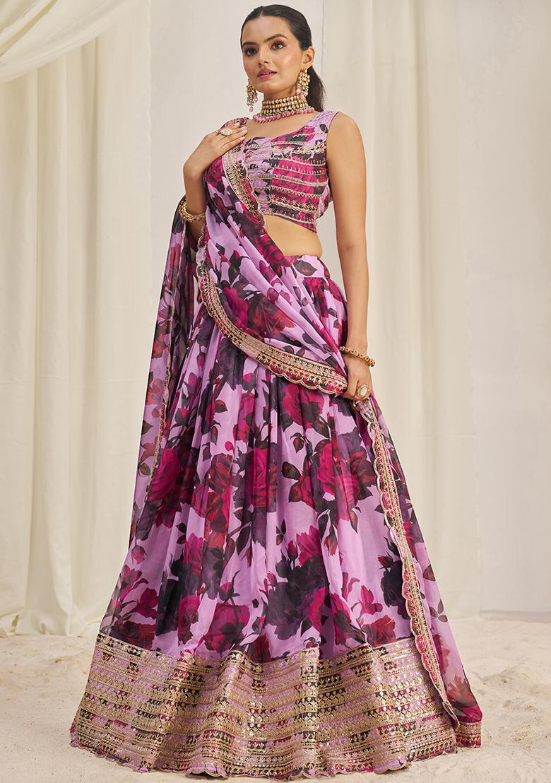 Baby Pink Sequin Embroidered Organza Lehenga Set