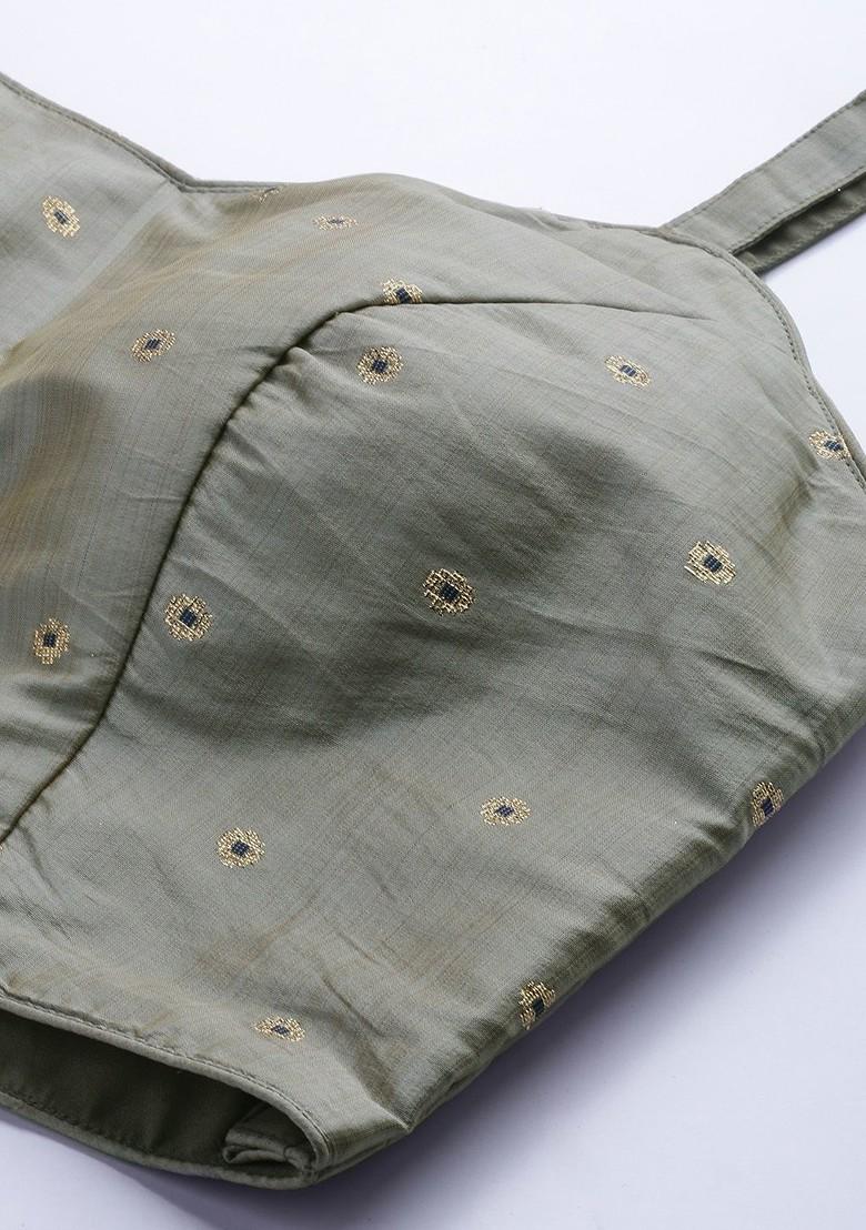 Grey Embroidered Poly Blend Lehenga Set