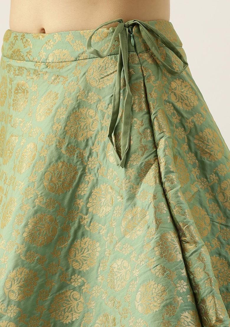 Brown Sequin Embroidered Poly Blend Lehenga Set