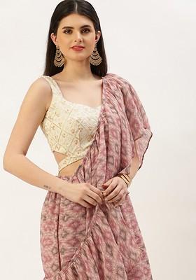 Off White Thread Embroidered Poly Blend Lehenga Set