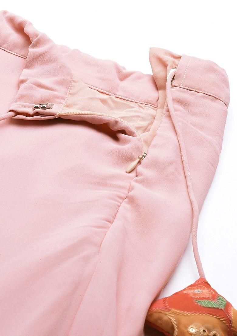 Pink Mirror Embroidered Poly Blend Lehenga Set