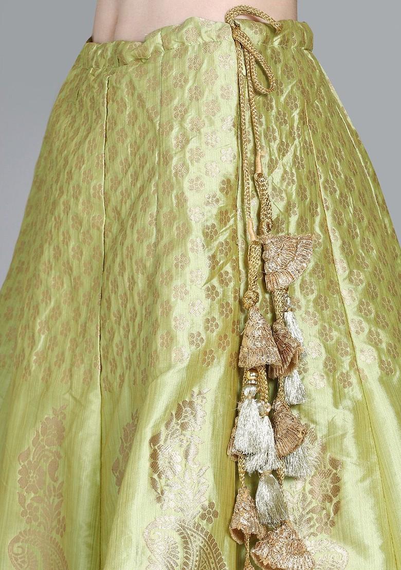 Sea Green Embroidered Poly Blend Lehenga Set