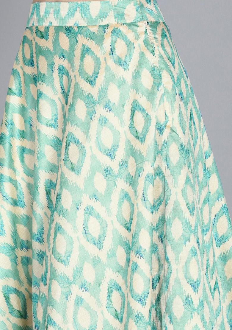 Beige Solid Poly Blend Lehenga Set