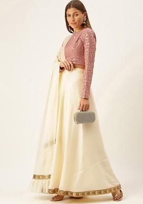 Pink Sequin Embroidered Poly Blend Lehenga Set