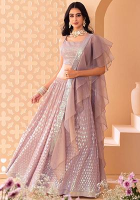 Pink Embroidered Georgette Lehenga Set