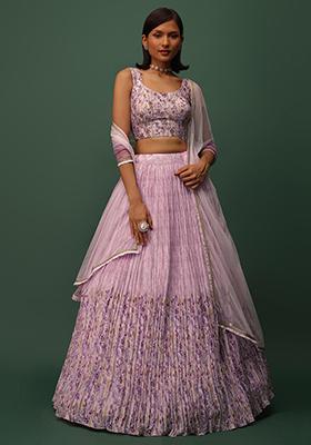 Pink Embroidered Art Silk Lehenga Set
