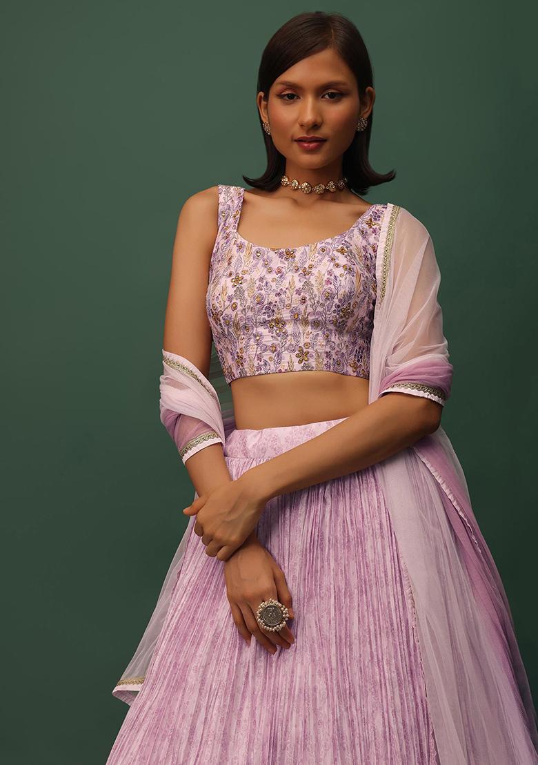 Pink Embroidered Art Silk Lehenga Set