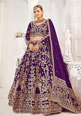 Purple Embroidered Jimmy Chu Lehenga Set