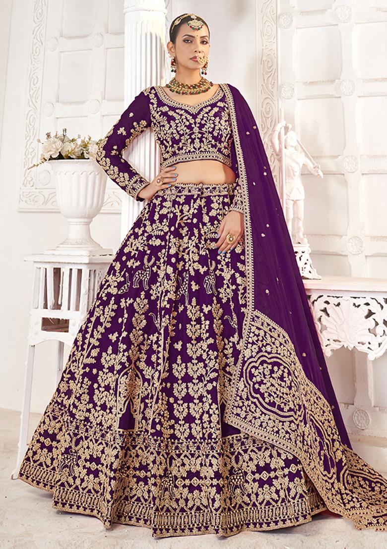 Purple Embroidered Jimmy Chu Lehenga Set