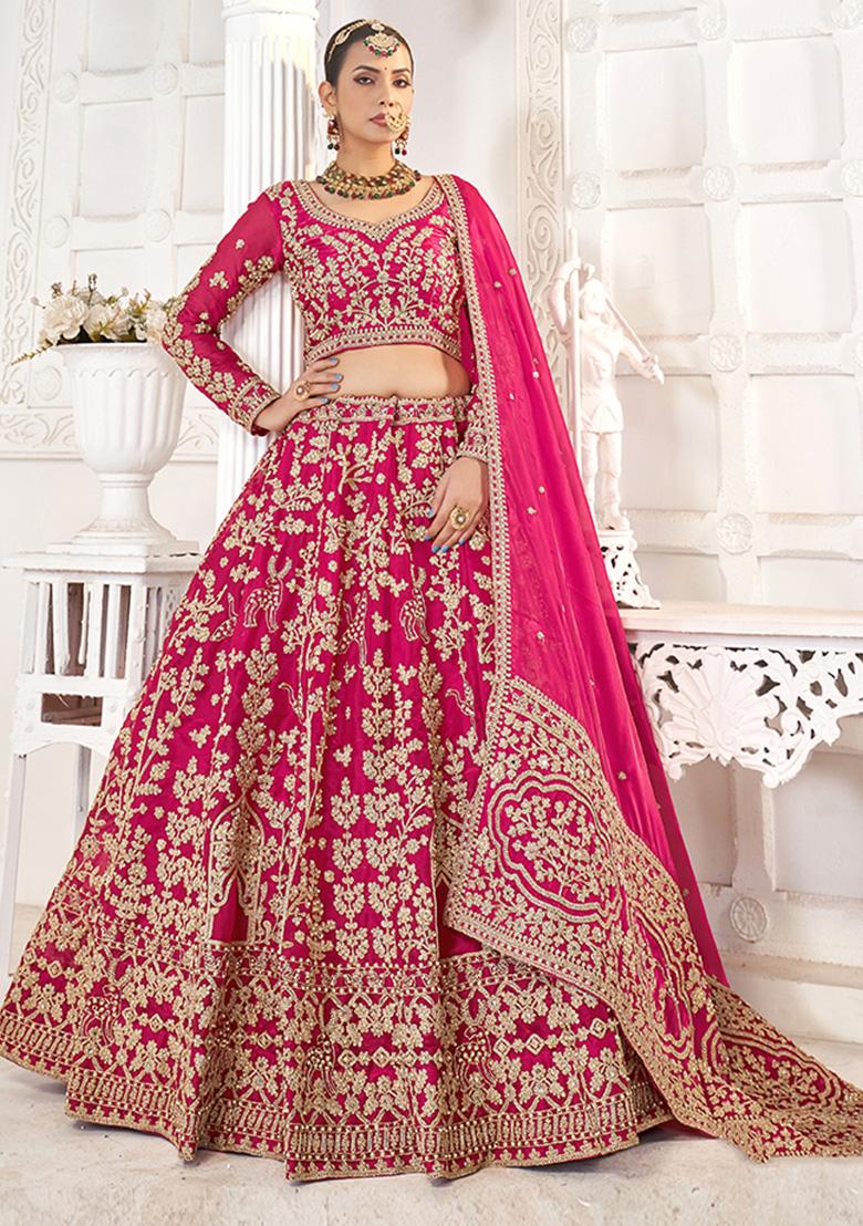 Rani Pink Embroidered Jimmy Chu Lehenga Set