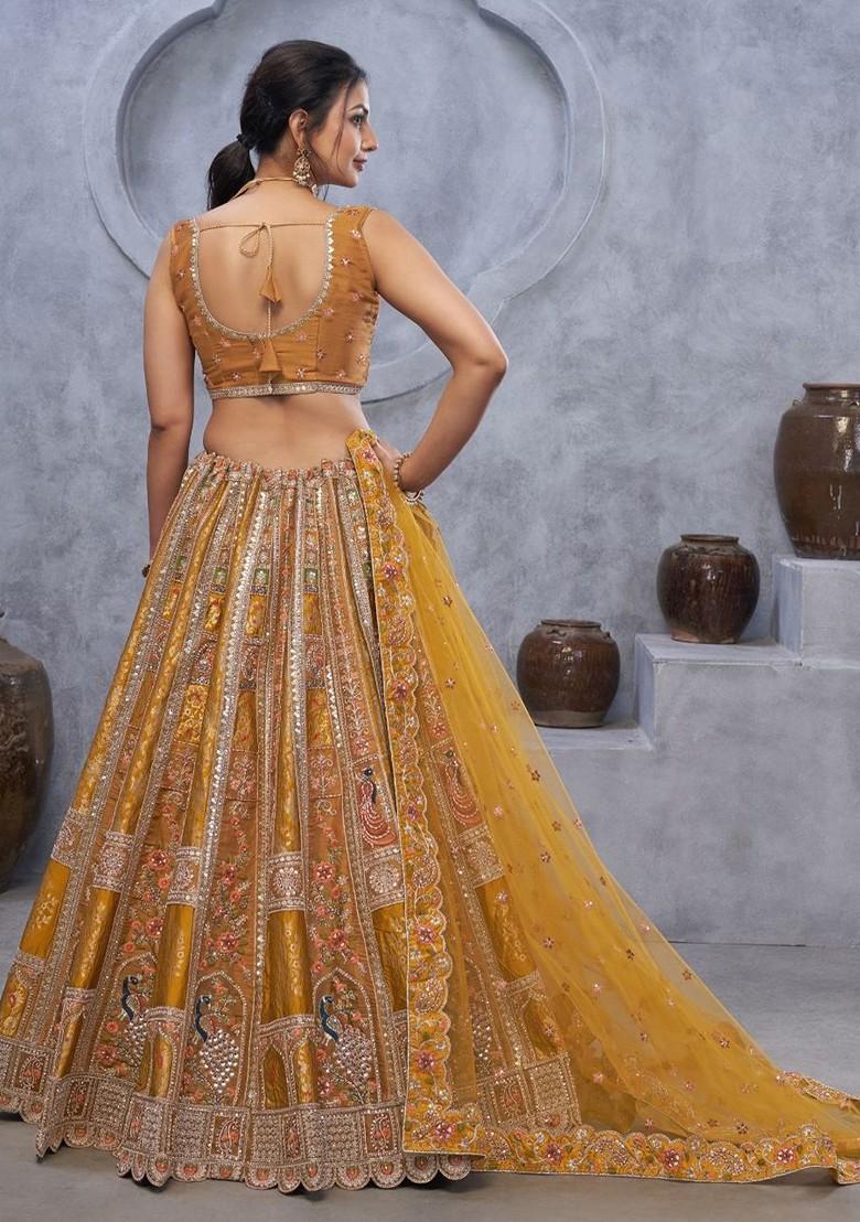 Yellow Embroidered Poly Blend Lehenga Set