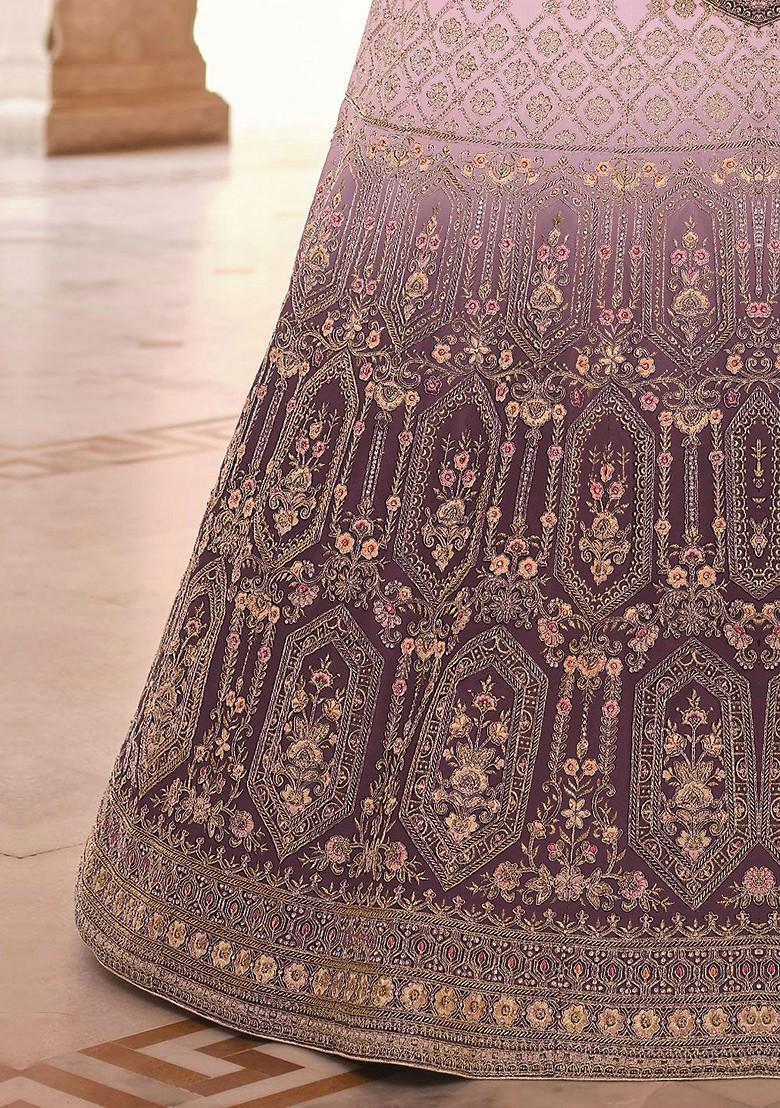 Maroon Embroidered Poly Blend Lehenga Set