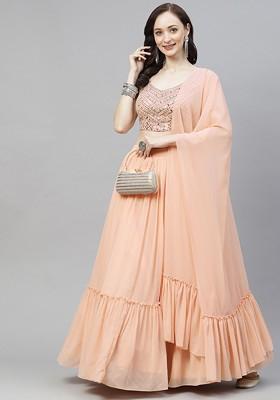 Yellow Mirror Work Poly Blend Lehenga Set