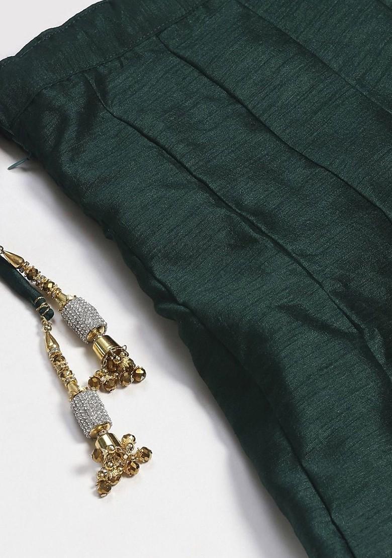 Green Embellished Poly Blend Lehenga Set
