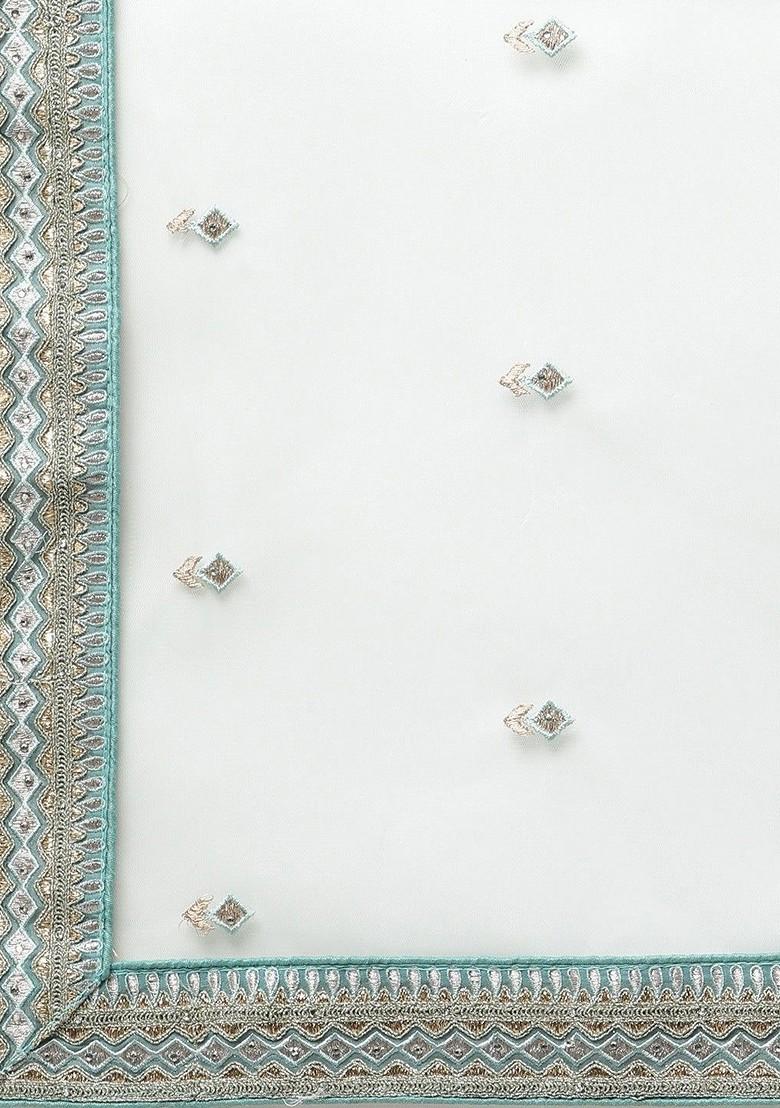 Blue Embellished Poly Blend Lehenga Set