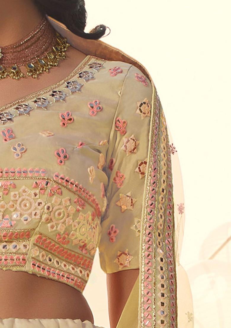 Yellow Embroidered Poly Blend Lehenga Set