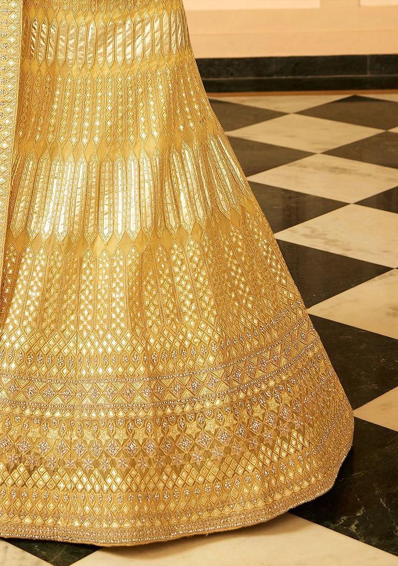Yellow Embroidered Poly Blend Lehenga Set