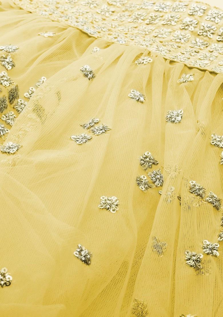 Yellow Embroidered Poly Blend Lehenga Set