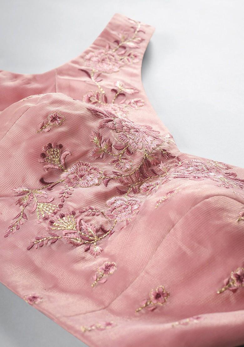 Purple Embroidered Poly Blend Lehenga Set