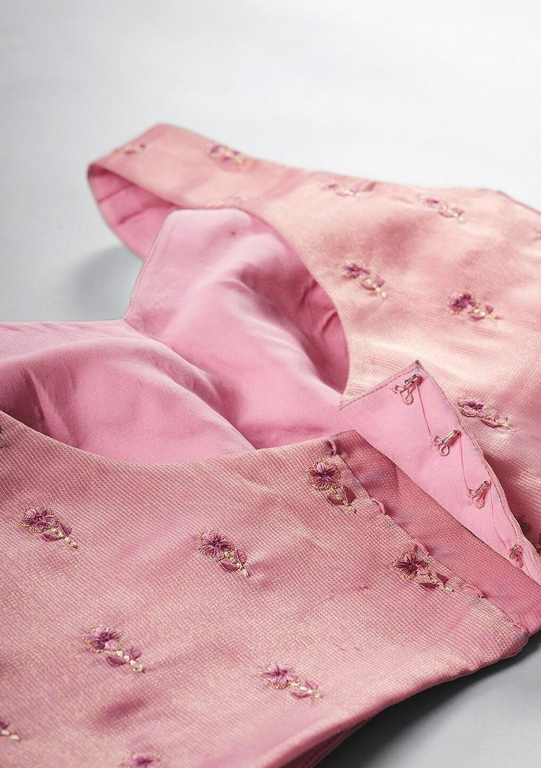 Purple Embroidered Poly Blend Lehenga Set