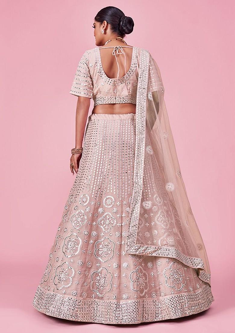 Purple Embroidered Poly Blend Lehenga Set