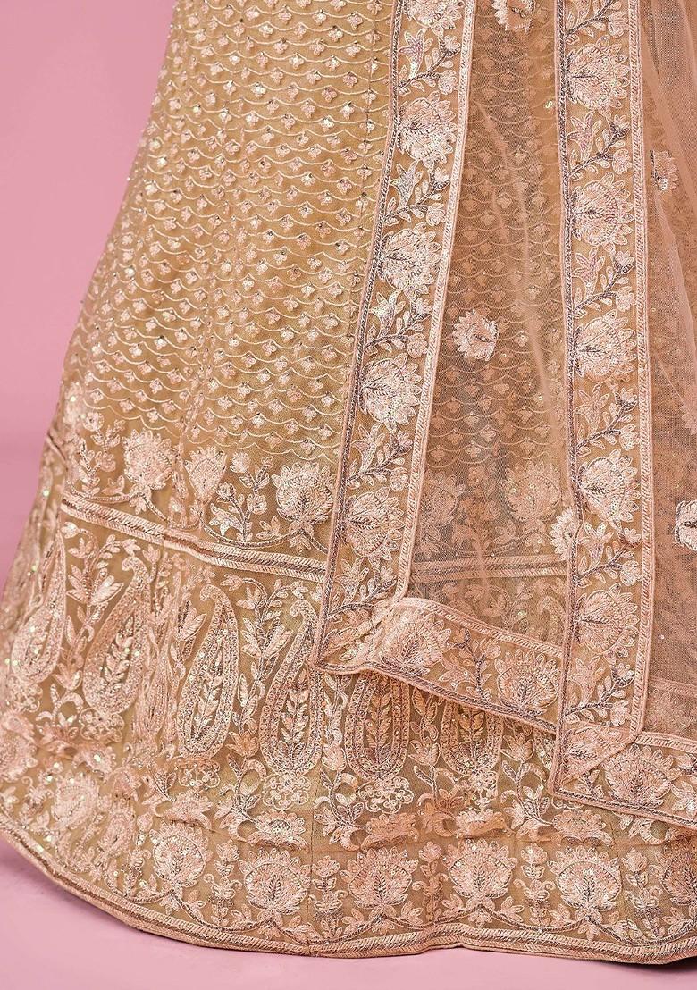 Gold Embroidered Poly Blend Lehenga Set