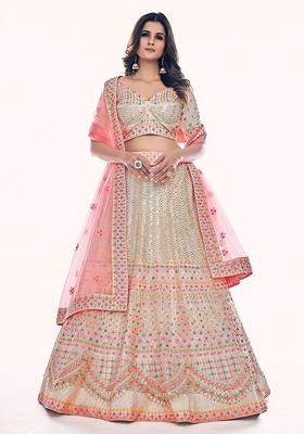 White Embellished Poly Blend Lehenga Set