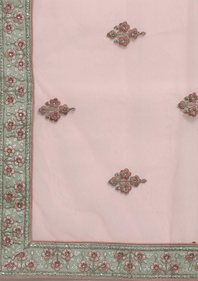 Green Embroidered Poly Blend Lehenga Set