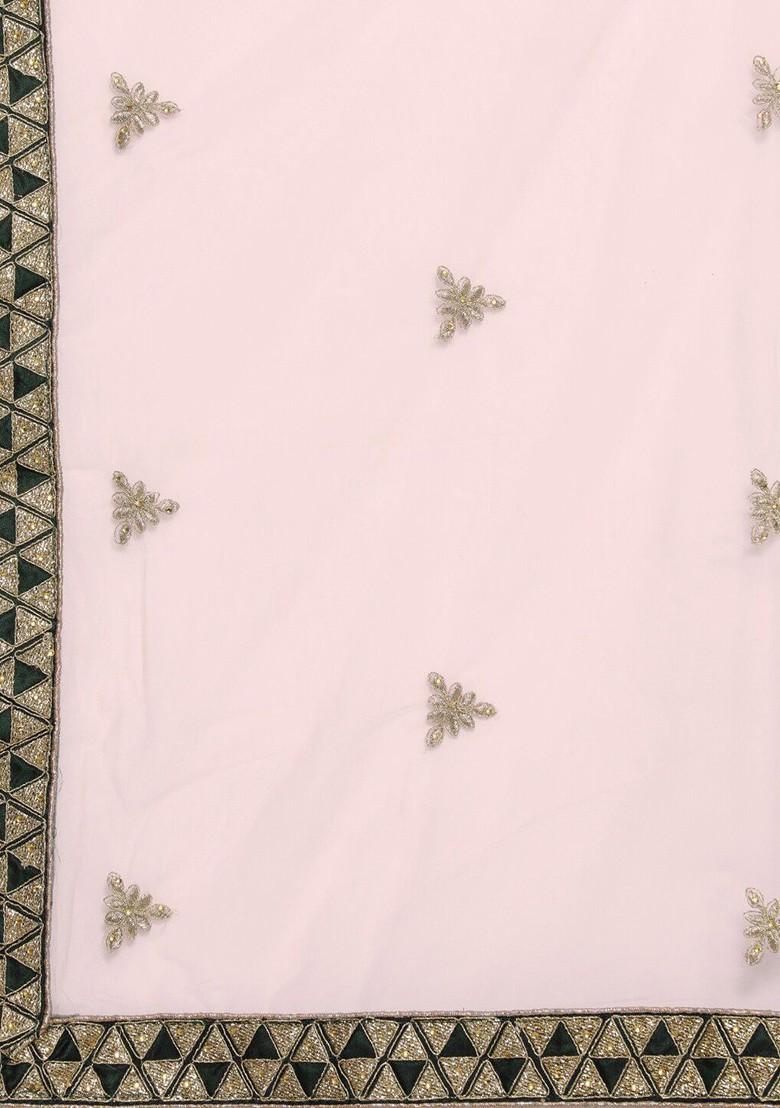 Green Embroidered Poly Blend Lehenga Set