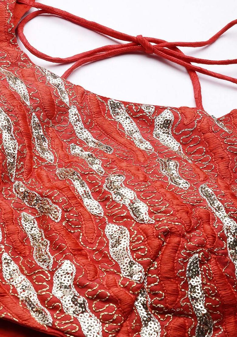 Green Embroidered Poly Blend Lehenga Set