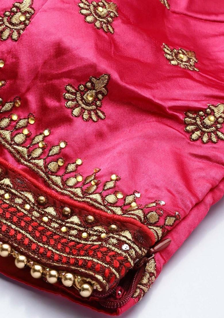 Green Embroidered Poly Blend Lehenga Set