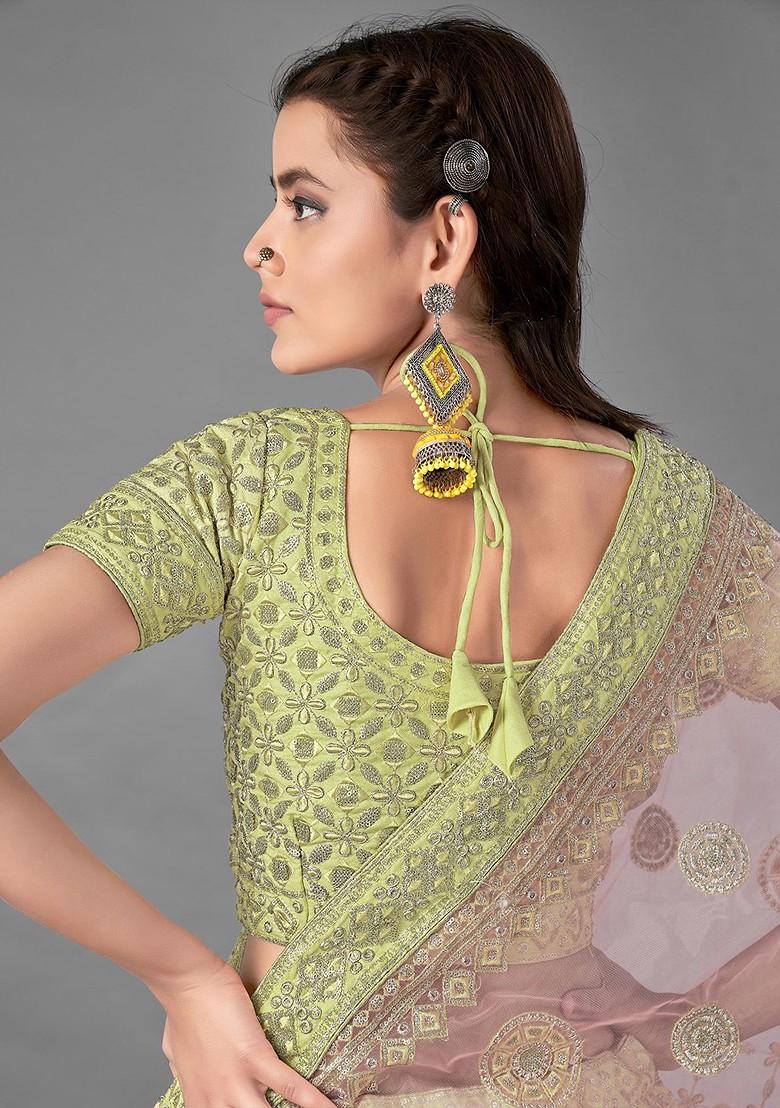 Green Embroidered Poly Blend Lehenga Sets