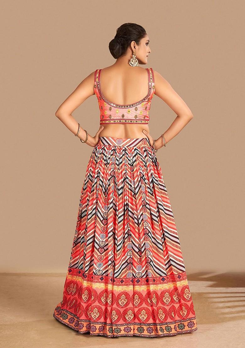 Pink Embroidered Poly Blend Lehenga Sets