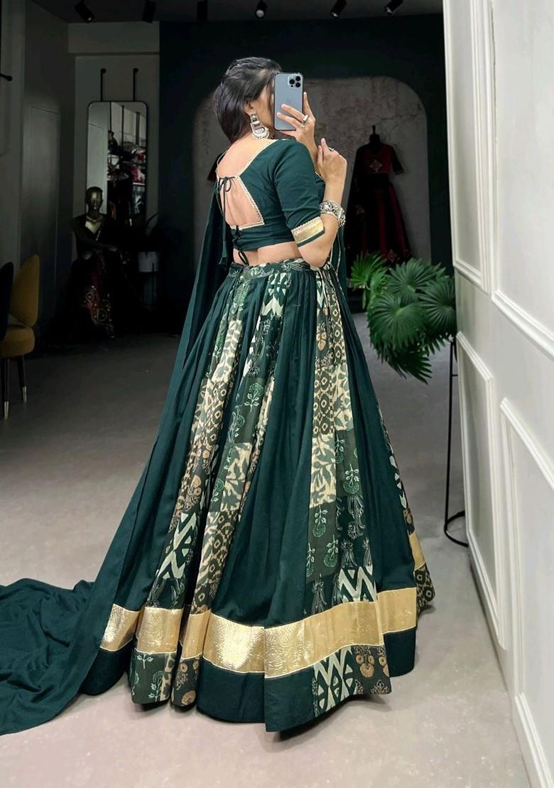 Green Embellished Poly Blend Lehenga Sets